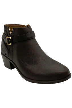 Vionic Womens Farrah Leather Ankle Boots Choc Ganache - Medium